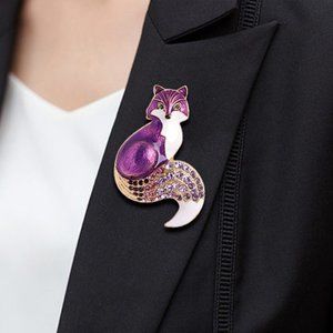 Adorable colorful Enamel Fox Brooch